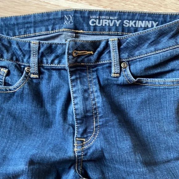 NY&C Curvey Skinny Jeans Blue Denim Size 10 Tall - Picture 3 of 12
